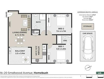 107/16-20 Smallwood Avenue, Homebush, Inner West, 2 phòng ngủ, 2 phòng tắm, Apartment