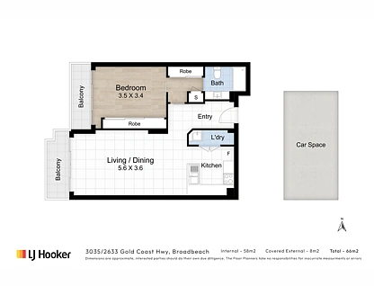 3035/2623-2633 Gold Coast Highway, Broadbeach, Gold Coast, 1 રૂમ, 1 બાથરૂમ, Apartment