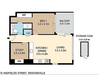 206C/5 Hadfields Street, Erskineville, Inner West, 1 rūma, 1 rūma horoi, Apartment