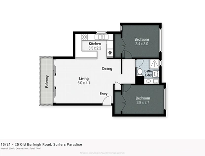15/21-25 Old Burleigh Road, Surfers Paradise, Gold Coast, 2 ਕਮਰੇ, 1 ਬਾਥਰੂਮ, Apartment