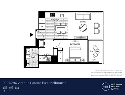 1007/296 Victoria Parade, East Melbourne, Melbourne CBD, 1 chambres, 1 salles de bain, Apartment