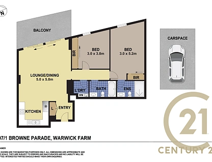 107/1 Browne Parade, Warwick Farm, South Western Suburbs, 2 침실, 2 욕실, Apartment
