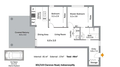 301/133 Clarence Road, Indooroopilly, QLD 4068, 2 slaapkamers, 1 badkamers, Unit
