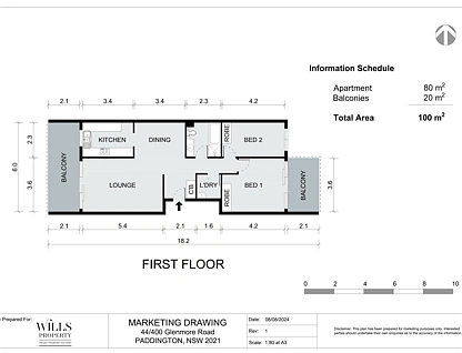 44/400 Glenmore Road, Paddington, Eastern Suburbs, 2房, 1浴, Apartment