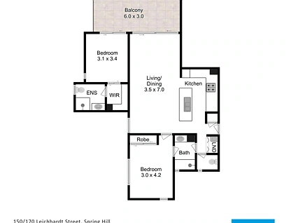 150/170 Leichhardt Street, Spring Hill, Brisbane - Inner City Region, 2 phòng ngủ, 2 phòng tắm, Apartment