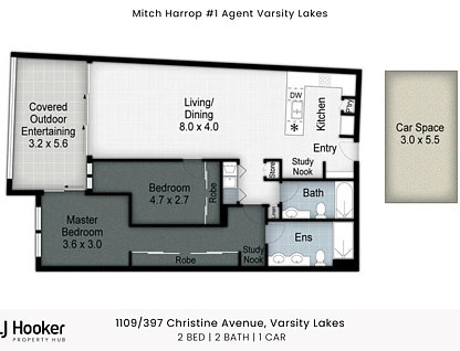 1109/397 Christine Avenue, Varsity Lakes, Gold Coast, 2 ห้องนอน, 2 ห้องน้ำ, Apartment