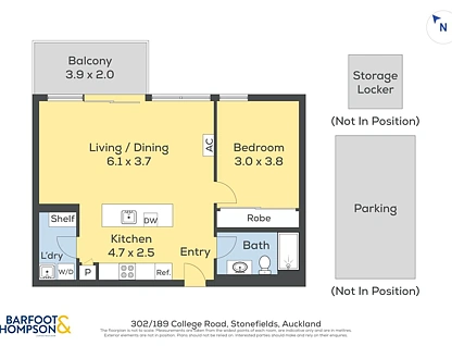 302/189 College Road, Stonefields, Auckland City, 1 Bedrooms, 1 Bathrooms, Apartment