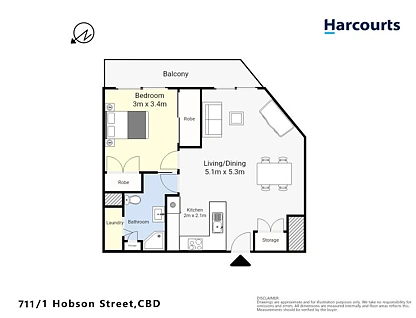 711/1 Hobson Street, Auckland Central, Auckland City, 1 غرف, 1 حمامات, Apartment