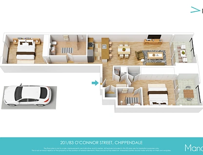 201/83 O'Connor Street, Chippendale, Sydney CBD, 2 habitaciones, 2 baños, Apartment