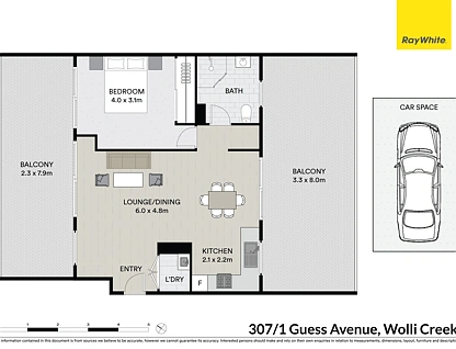 307/1 Guess Avenue, Wolli Creek, South Western Suburbs, 1 غرف, 1 حمامات, Apartment