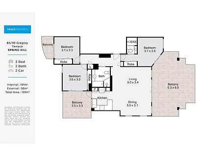 B3/99 Gregory Terrace, Spring Hill, QLD 4000, 3 ਕਮਰੇ, 2 ਬਾਥਰੂਮ, Apartment
