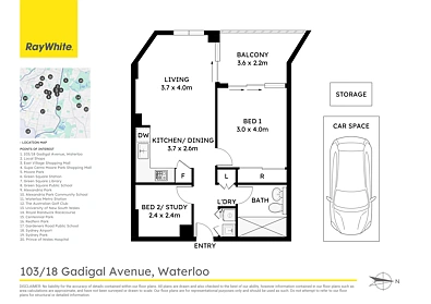 103/18 Gadigal Ave, Waterloo, NSW 2017, 1 침실, 1 욕실, Apartment