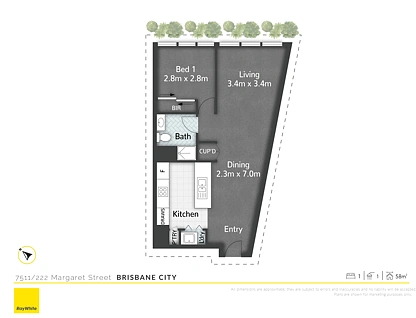 7511/222 Margaret Street, Brisbane City, Brisbane - Inner City Region, 1房, 1浴, Apartment