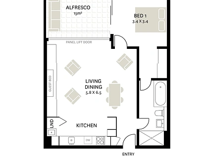 1206/2 Sterling Circuit, Camperdown, Inner West, 1 rūma, 1 rūma horoi, Apartment