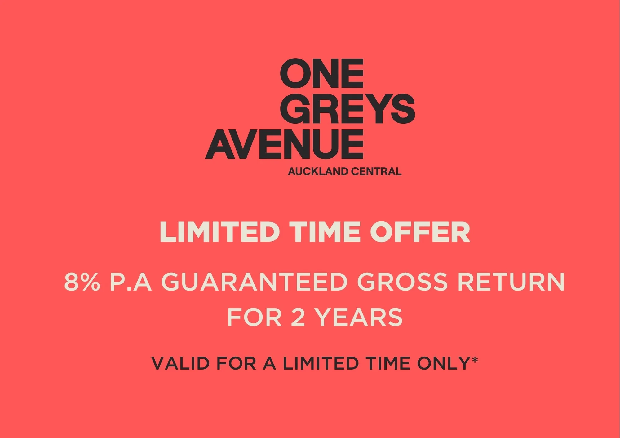 Auckland Central 1कमरा Limited Time Offer - 8% P.A GTD Return!