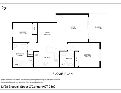43/28 Bluebell Street, O'Connor, Inner North, 2 રૂમ, 2 બાથરૂમ, Apartment