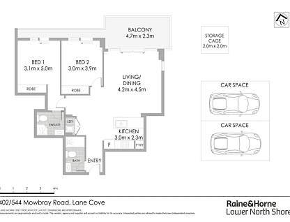 402/544-550 Mowbray Road West, Lane Cove, Lower North Shore, 2房, 2浴, Apartment
