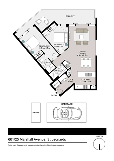 601/25 Marshall Avenue, St Leonards, NSW 2065, 2 chambres, 2 salles de bain, Apartment