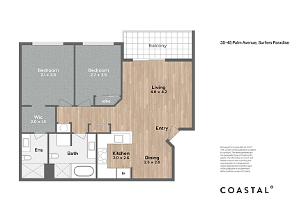 239/35-45 Palm Avenue, Surfers Paradise, Gold Coast, 2 ਕਮਰੇ, 2 ਬਾਥਰੂਮ, Apartment