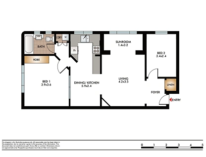 5/1 Lucius Street, Bondi Beach, Eastern Suburbs, 2房, 1浴, Apartment