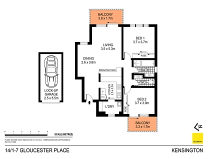 14/1-7 Gloucester Place, Kensington, Eastern Suburbs, 2 habitaciones, 1 baños, Apartment