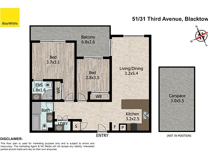 51/31 Third Avenue, Blacktown, Western Suburbs, 2 rūma, 2 rūma horoi, Apartment