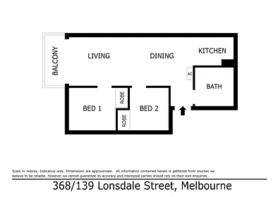 368/139 Lonsdale Street, Melbourne, VIC 3000, 2 Bedrooms, 1 Bathrooms, Apartment