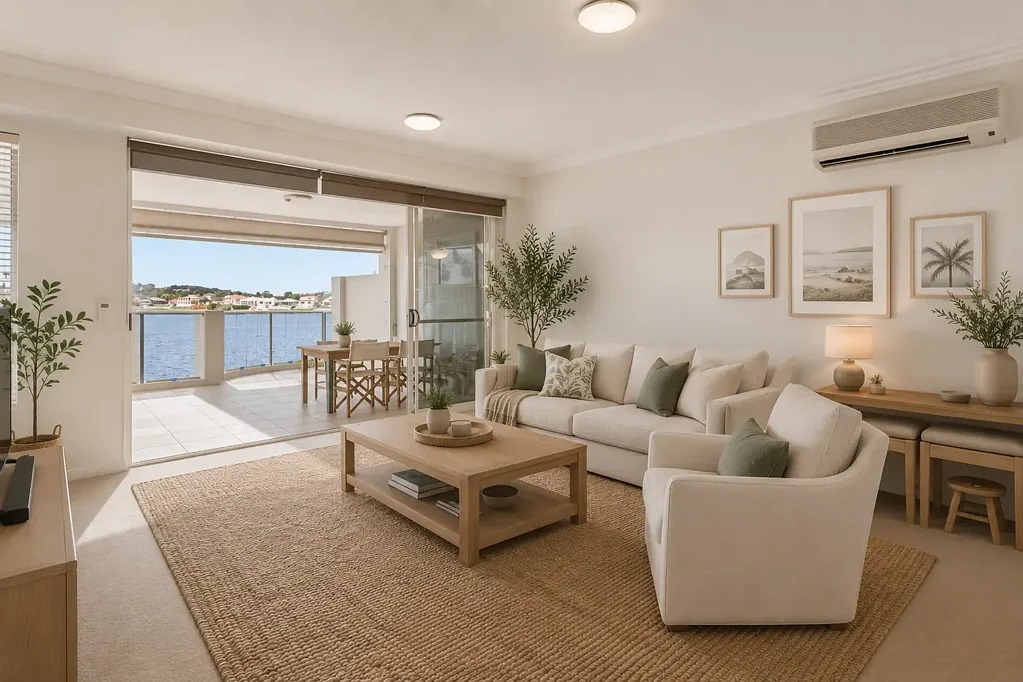 Varsity Lakes 2房  Rare ground floor residence with wide expansive water views