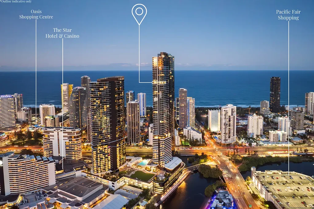 Broadbeach 3 Slaapkamer Sky-High Luxury, 180-Degree Ocean & Hinterland Views from Level 52