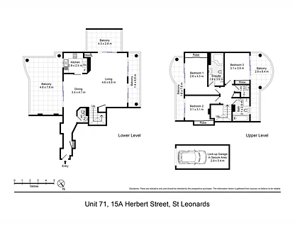 71/15a Herbert Street (Naremburn), St Leonards, Lower North Shore, 3 침실, 2 욕실, Apartment