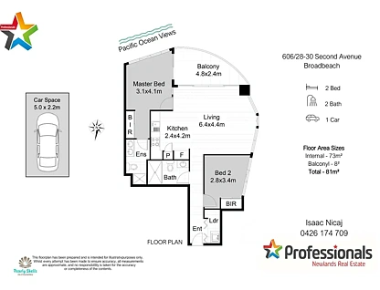 606/28-30 Second Avenue, Broadbeach, QLD 4218, 2房, 2浴, Apartment