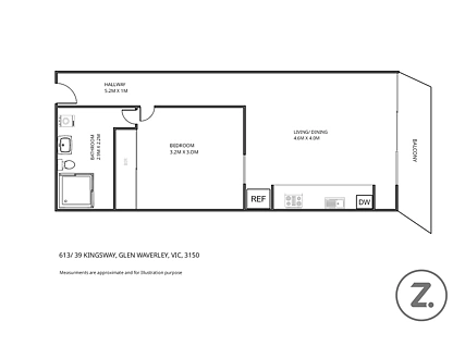 613/39 Kingsway, Glen Waverley, East Melbourne, 1 침실, 1 욕실, Apartment