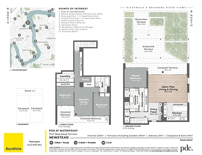 711/1 Newstead Terrace, Newstead, Brisbane - Inner City Region, 3 غرف, 2 حمامات, Apartment