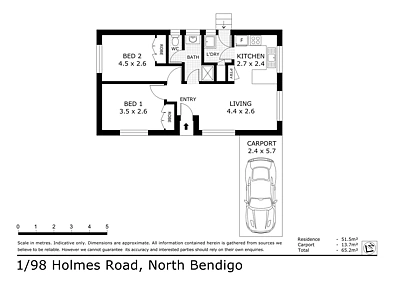 1/98 Holmes Road, North Bendigo, VIC 3550, 2 Schlafzimmer, 1 Badezimmer, Unit