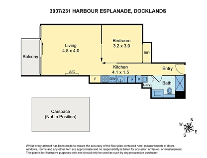 3007/231 Harbour Esplanade, Docklands, Melbourne CBD, 1 Bedrooms, 1 Bathrooms, Apartment