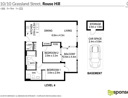 410/10 Grassland Street, Rouse Hill, The Hills, 2 침실, 2 욕실, Apartment