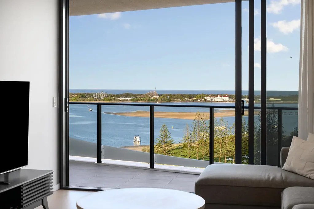 Labrador 2 Bedroom 13th Floor Near-New 2 Bed, 2 Bath, 2 Car Apartment with Sweeping Broadwater Outlook