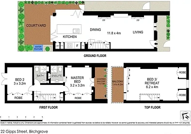 22 Gipps Street, Birchgrove, NSW 2041, 3房, 2浴, House