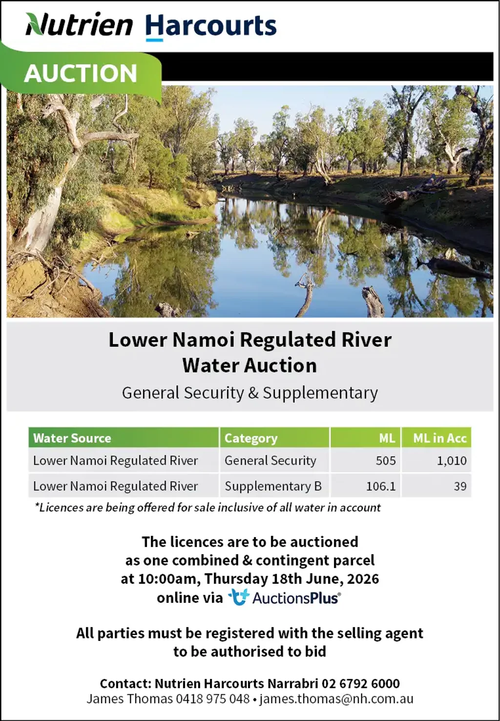 Narrabri Lower Namoi Regulated River Water Auction