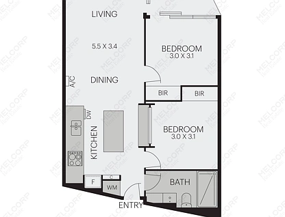1803/677 La Trobe Street, Docklands, Melbourne CBD, 2 غرف, 1 حمامات, Apartment