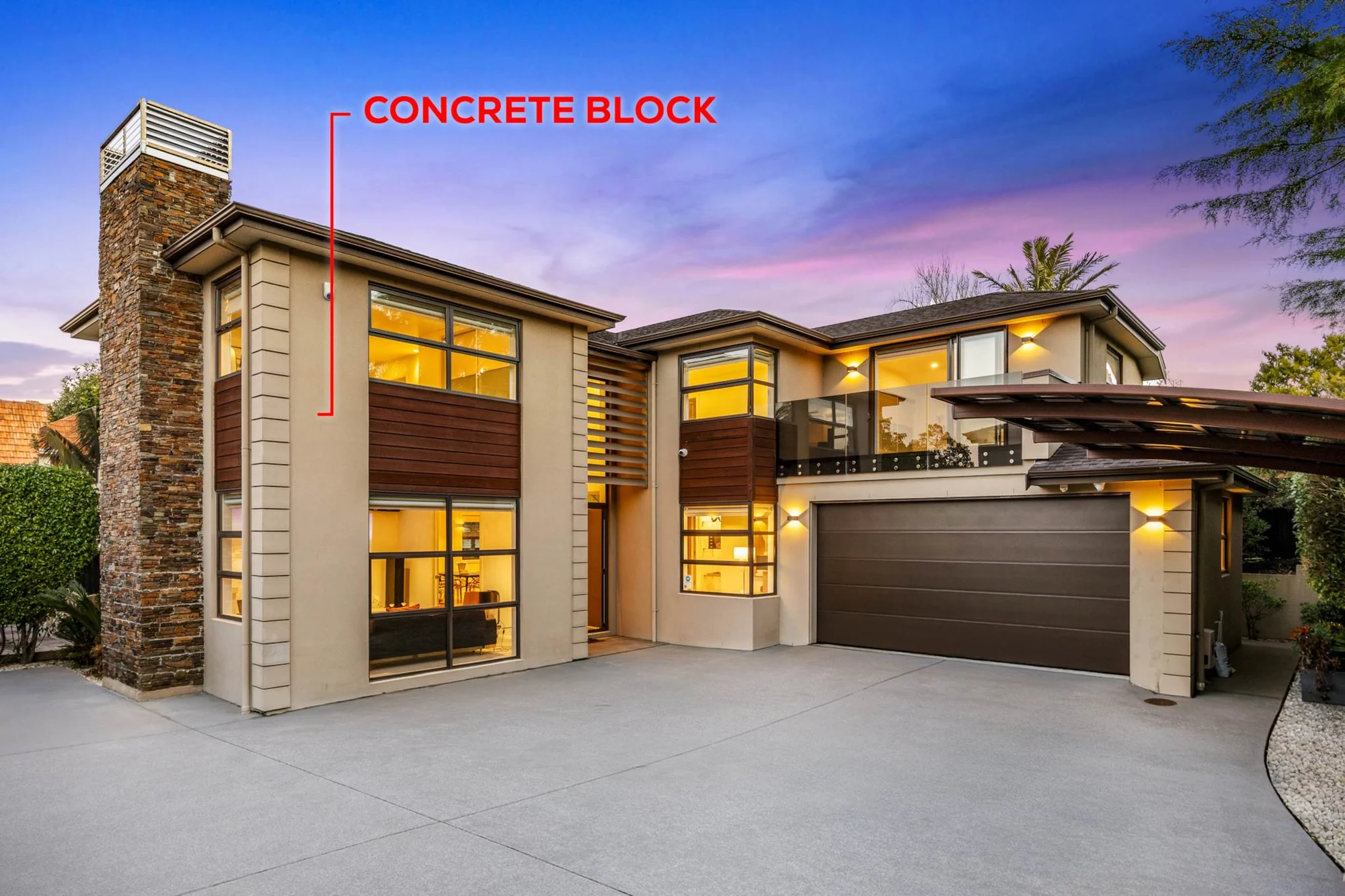 Remuera 5Moenga Grand Concrete Block Home in DGZ