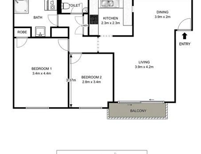 4/38-40 Centennial Avenue, Lane Cove, Lower North Shore, 2 ห้องนอน, 1 ห้องน้ำ, Apartment