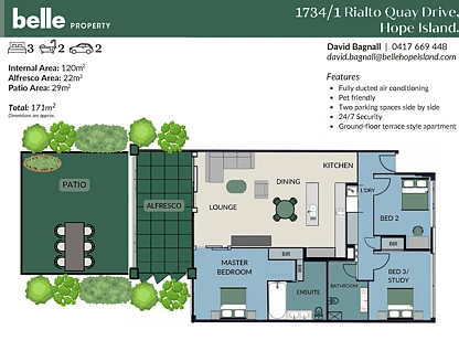 1734/1 Rialto Quay Drive, Hope Island, Gold Coast, 3 phòng ngủ, 2 phòng tắm, Apartment