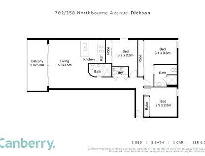 702/258 Northbourne Avenue, Dickson, Inner North, 3 habitaciones, 2 baños, Apartment