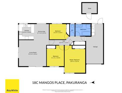 18C Mangos Place, Pakuranga, Manukau City, Auckland, 3部屋, 1バスルーム, House