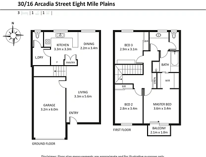 30/16 Arcadia Street, Eight Mile Plains, Brisbane - Southern Region, 3 ห้องนอน, 1 ห้องน้ำ, Townhouse