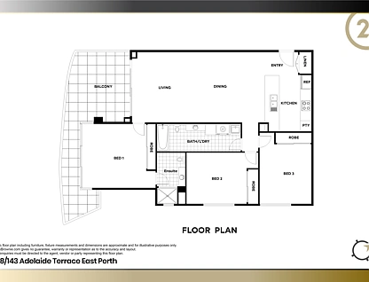 168/143 Adelaide Terrace, East Perth, Perth CBD, 3 कमरे, 2 बाथरूम, Apartment