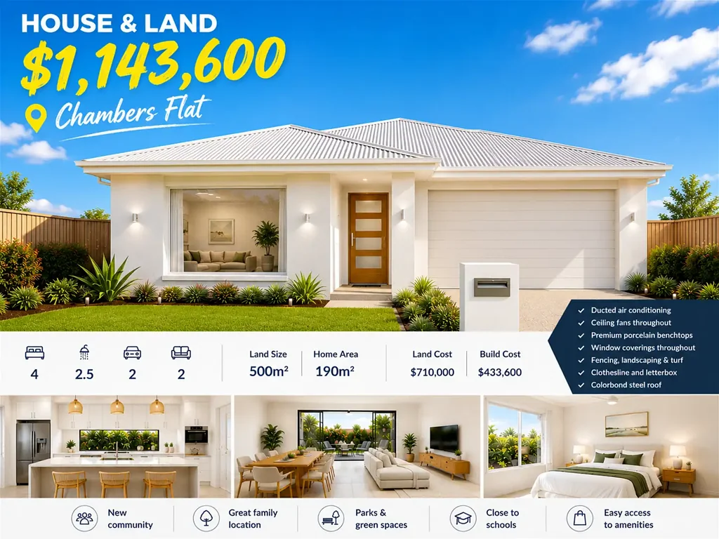 Chambers Flat 4Habitaciones New House & Land Package Available in Chambers Flat - Ready To Build