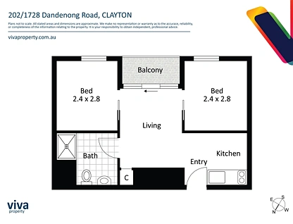 202/1728 Dandenong Road, Clayton, Bayside, 2房, 1浴, Apartment