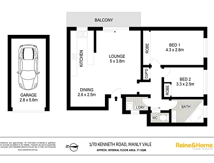 1/70 Kenneth Road, Manly Vale, Northern Beaches, 2 कमरे, 1 बाथरूम, Apartment